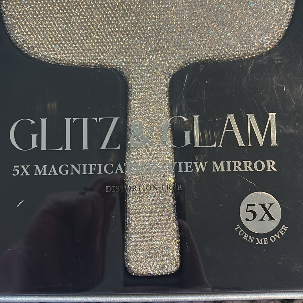 Glitz and Glam Mirror 5x Handled Rhinestone - Picture 3 of 4